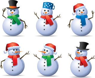 6 muñeco de nieve de vector