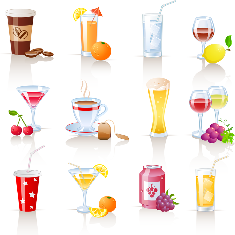 Conjunto de bebidas ilustradas