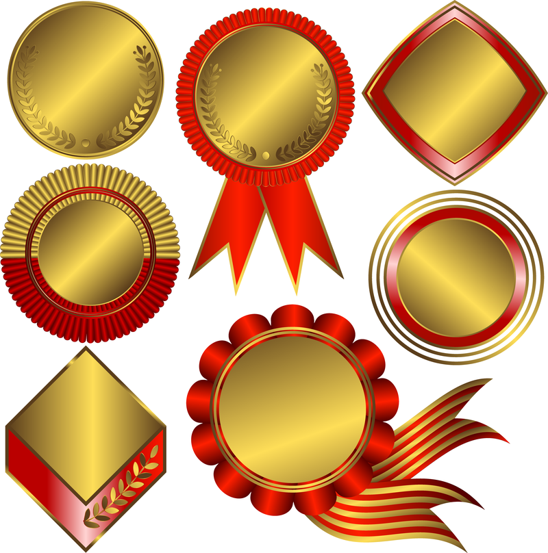 Set Of 7 Ornamental Badges Vector Download