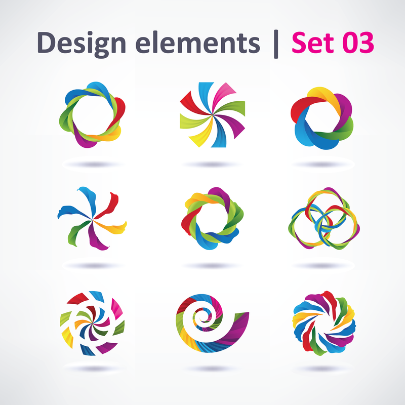 3 conjuntos de vetor de design gráfico vibrante bonito