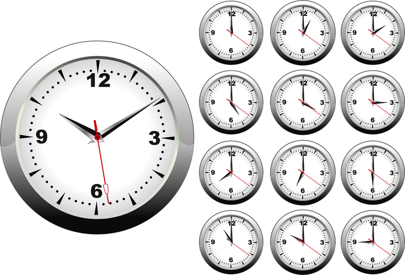 Clock on different times set Vector download