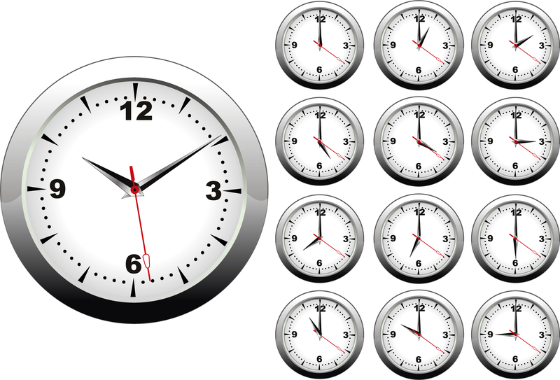 Relógio em horários diferentes definidos