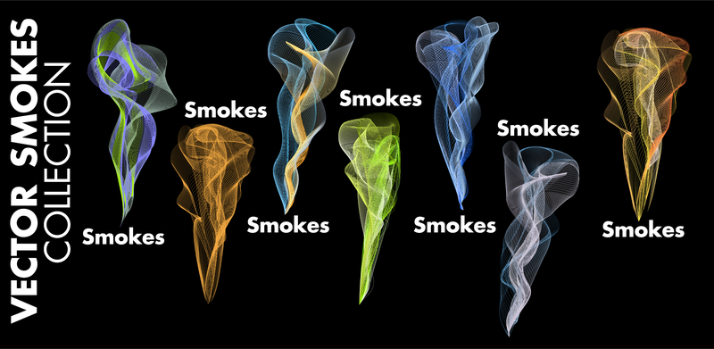 Linhas multicoloridas de vetores de fumaça