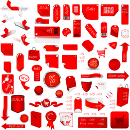 Vector de supermercados con una etiqueta roja