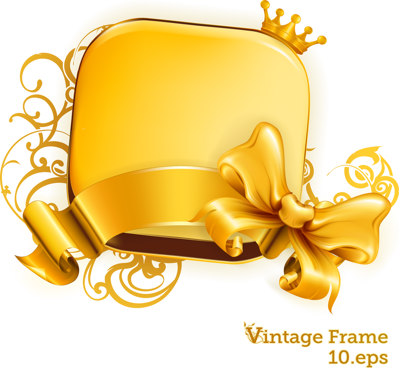 Gold Crown Ribbon Bow Vector - Vector download