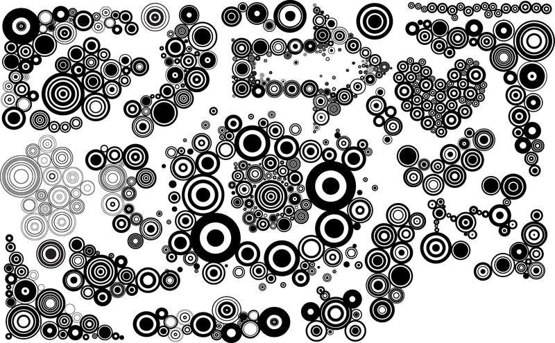 Serie de elementos de diseño en blanco y negro Vector gráfico circular 10