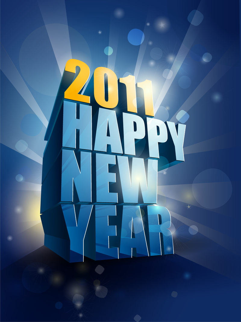 Feliz año nuevo 2011 vector 3d
