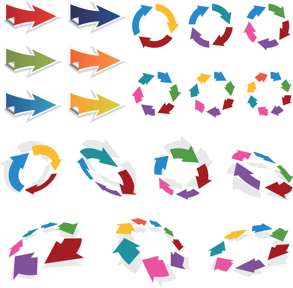 Colorido 3d Vector flechas conjunto Colorido 3d Vector flechas conjunto