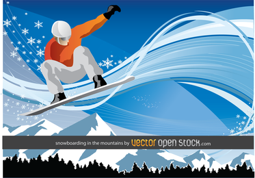 Snowboarding nas montanhas