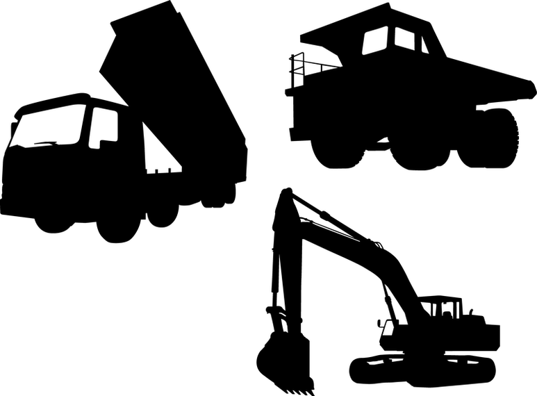 Download Truck and excavator silhouettes - Vector download