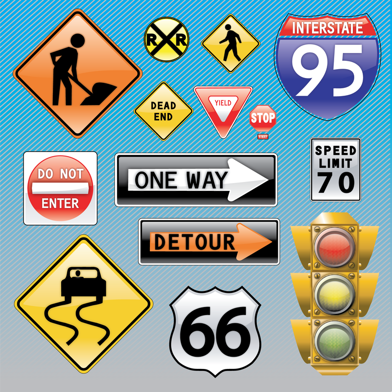 Conjunto de ícones de sinais de trânsito