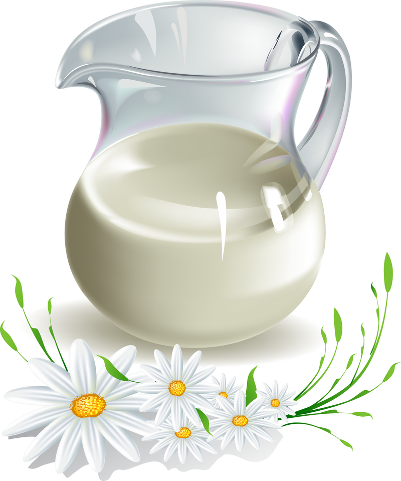 Ilustración de leche y manzanilla