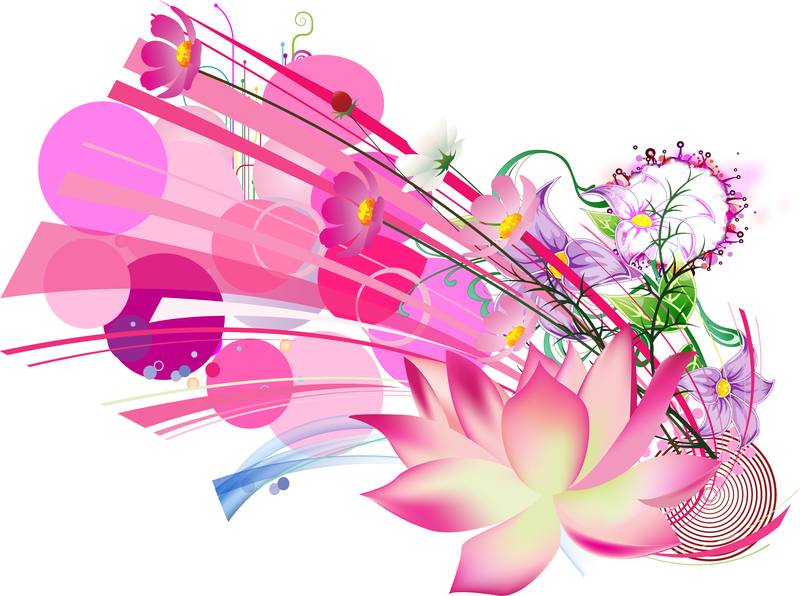 Ilustração abstrata de flores rosa