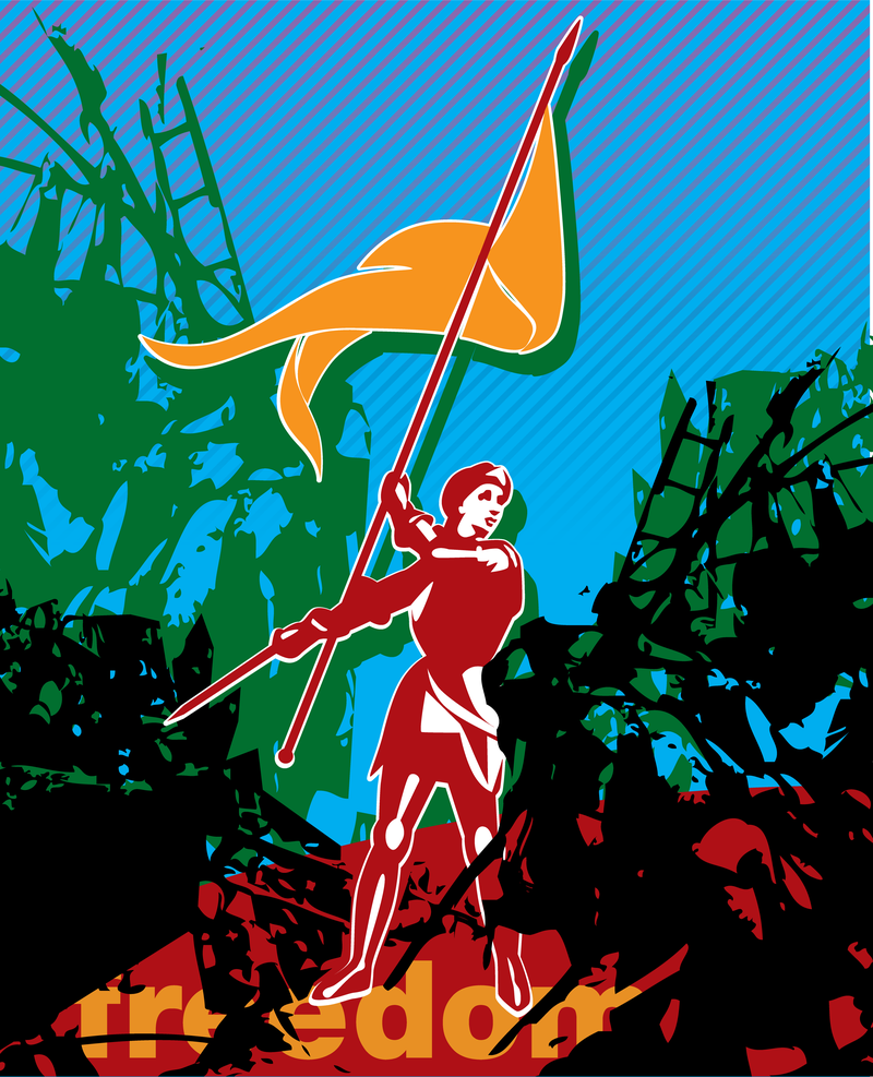 Ilustração do soldado da revolução com bandeira
