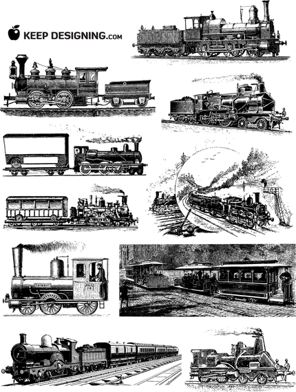 Train illustration set Train illustration set