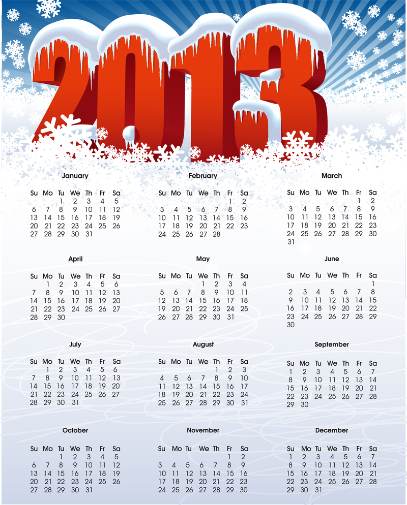 Calendario de vectores para 2013