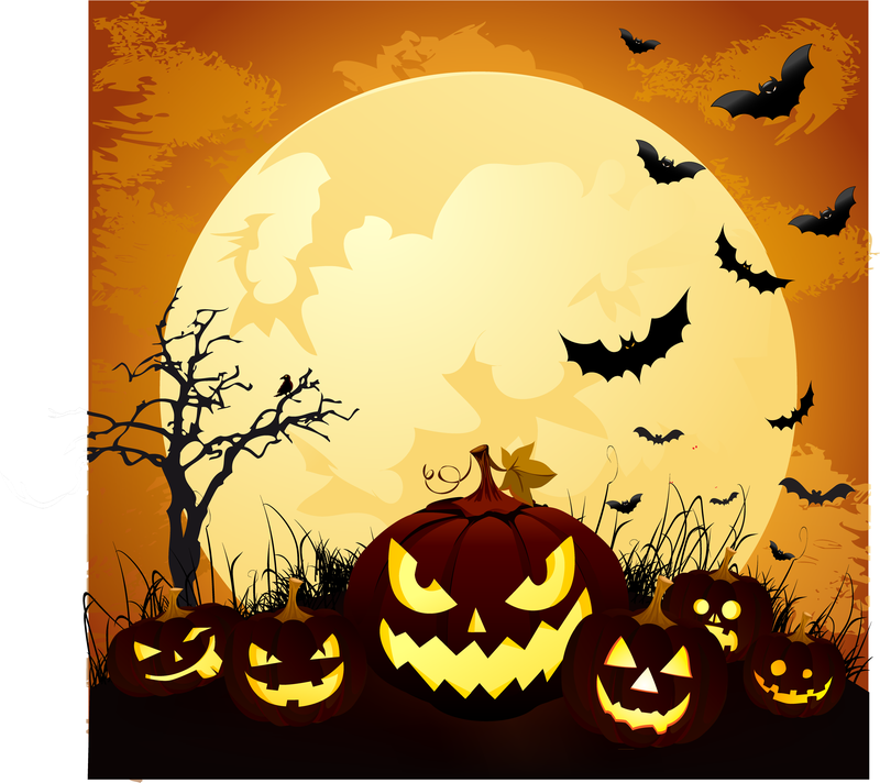 Moonlight Halloween Pumpkins - Vector download