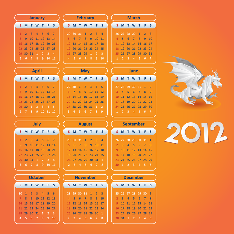 Calendário do ano 2012