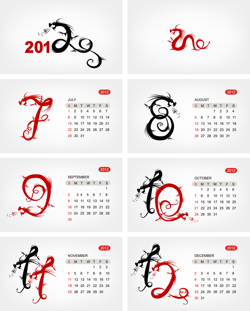 2012 calendario plantilla 03 vector