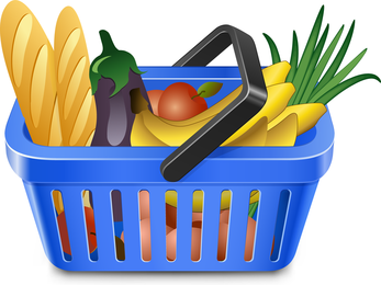 Frutas y verduras y cesta de la compra 05 Vector