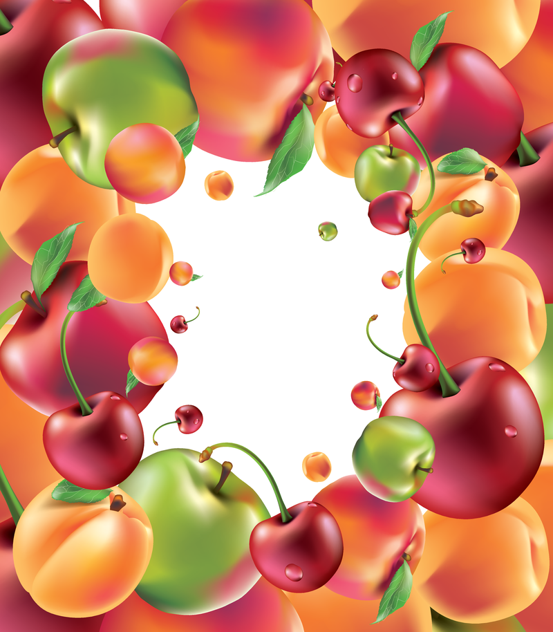 Marco de fondo de ilustraciones de frutas 3D