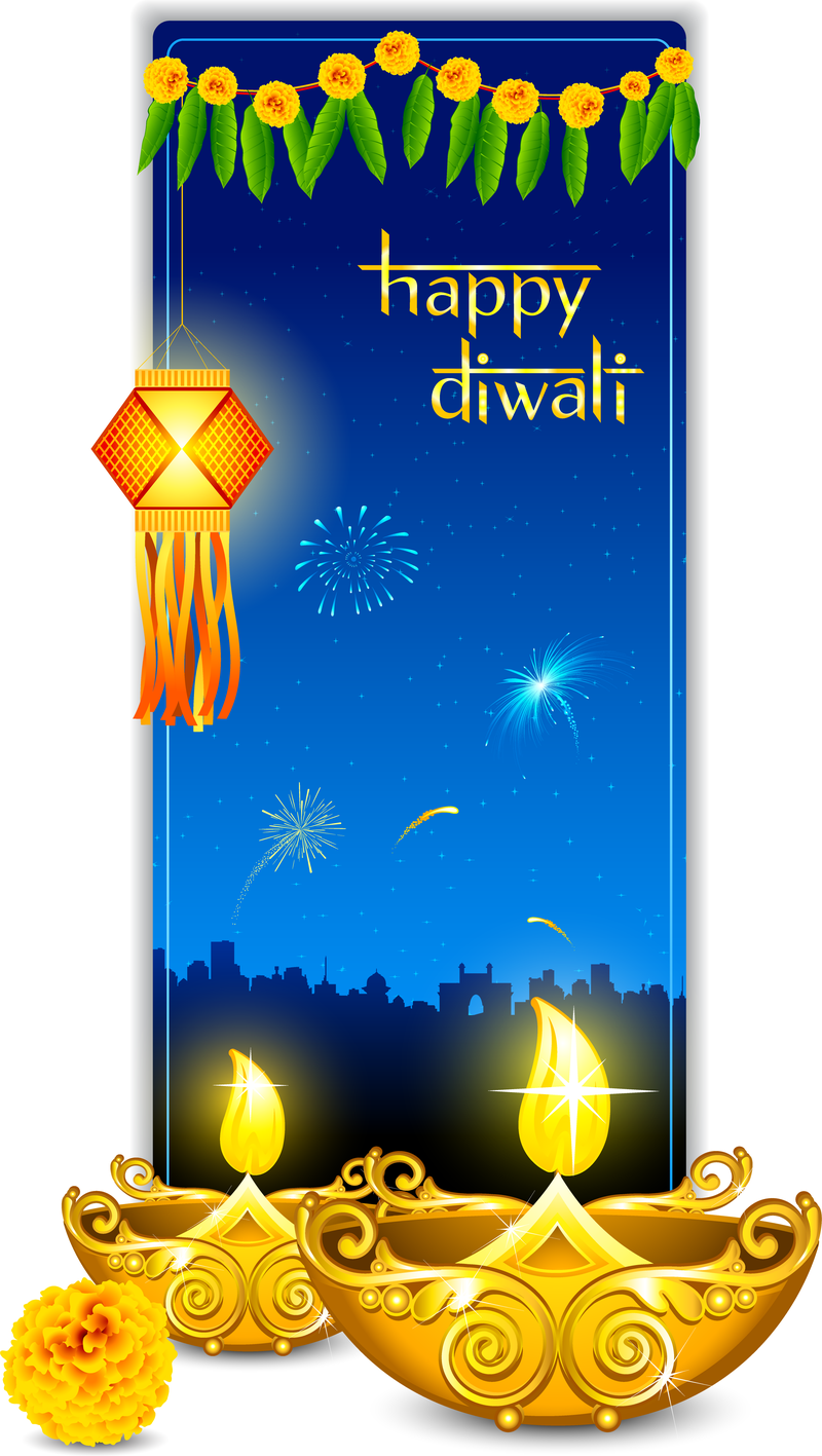 Hermosas tarjetas de Diwali 07 Vector