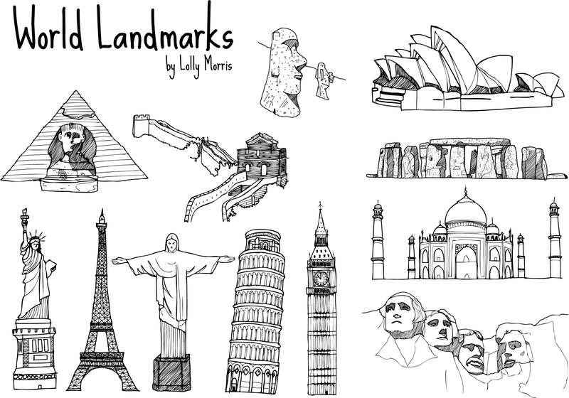 Free Hand Drawn World Landmark Vectors Free Hand Drawn World Landmark Vectors