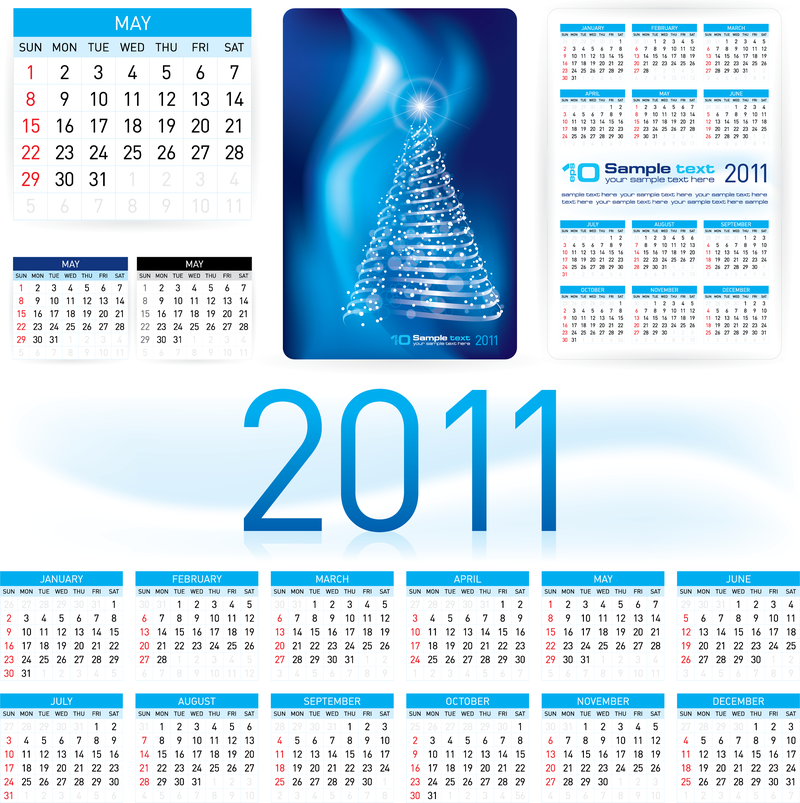 Hermoso calendario 2011 plantilla 03 Vector