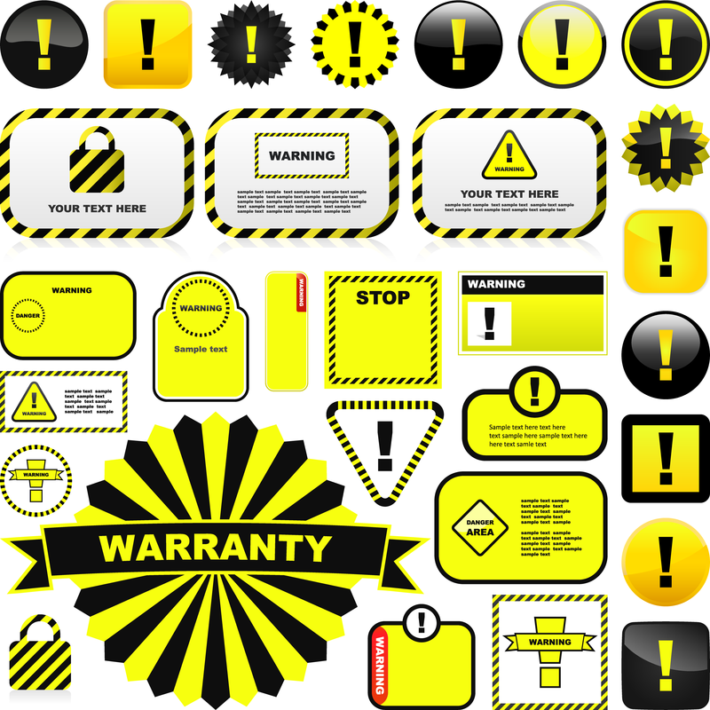 Gelbe Warnzeichen und Etiketten 01 Vektor