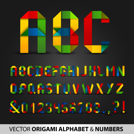 Colorful Origami Letters And Numbers Vector Colorful Origami Letters And Numbers Vector