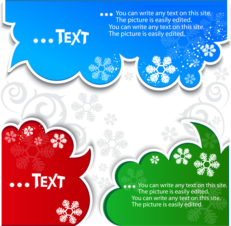 Burbujas de texto con copos de nieve