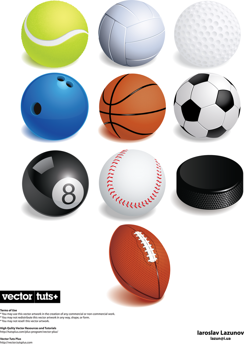 A Variety Of Ball Games Vector - Vector download