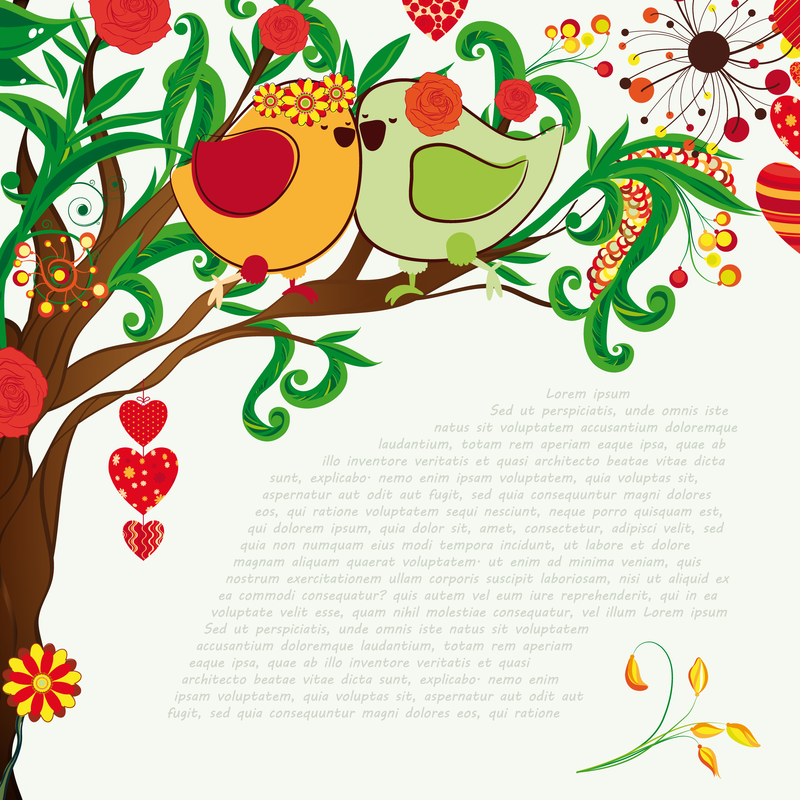 Ilustração Handdrawn Love Birds 03 Vector