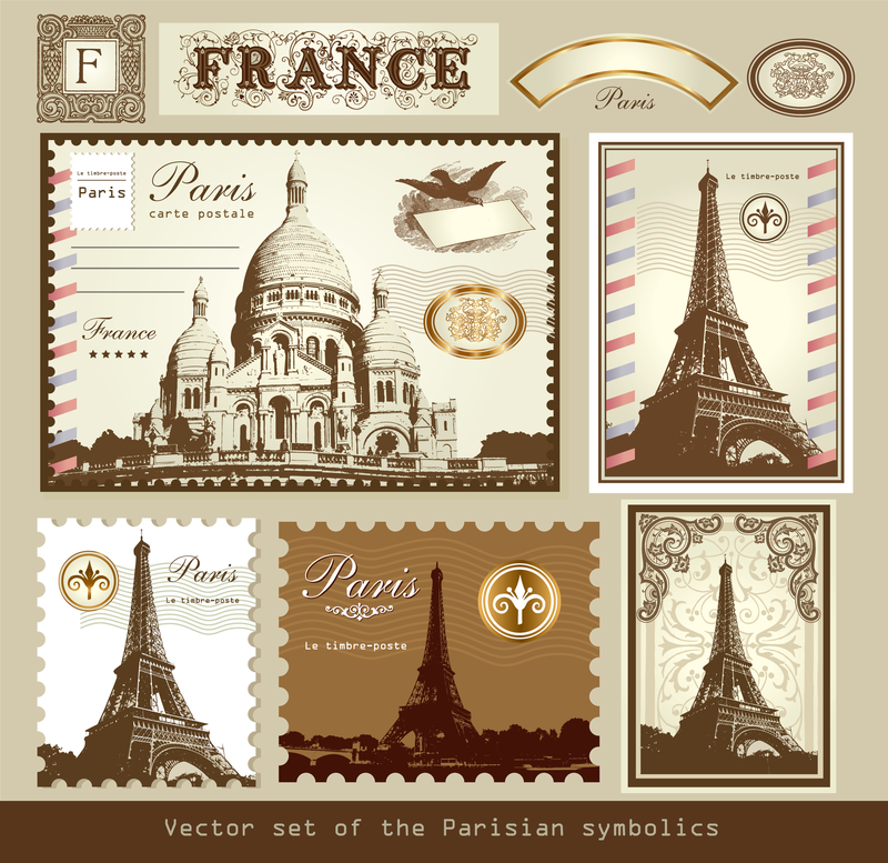 London und Paris ein Symbol der Briefmarken 01 Vektor