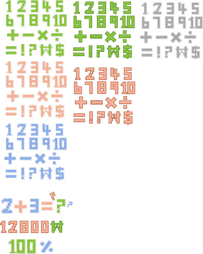 Pixelstyle Buchstaben und Zahlen Vektor