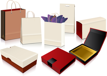 Vector de embalaje de bolsa de compras vacía