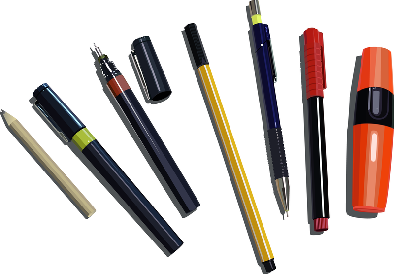 Bolígrafos lápices y marcadores vector libre