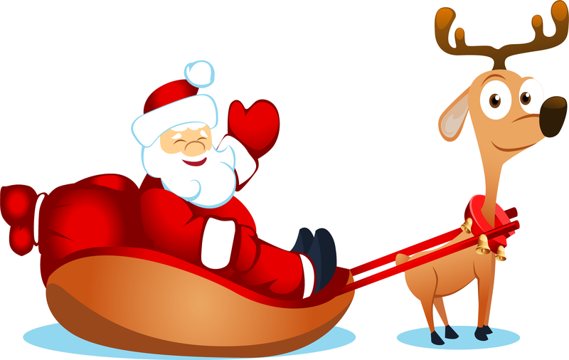 Vector Cute Santa Claus Elk And - Vector download