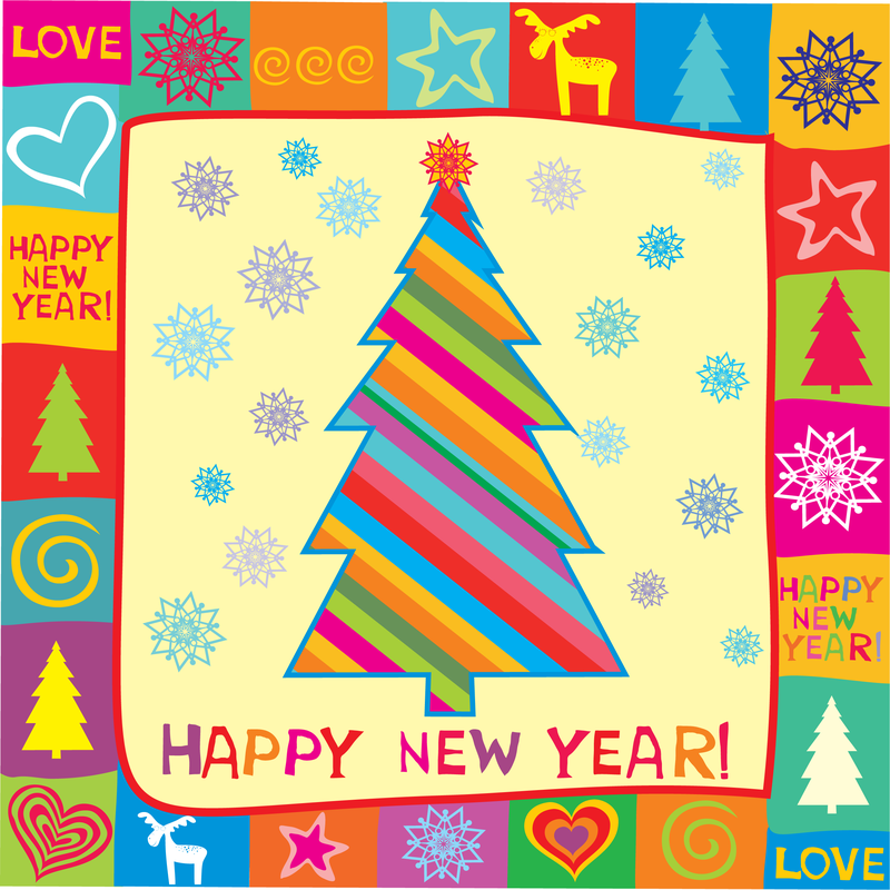 Feliz año nuevo tarjeta de felicitación ilustración vectorial
