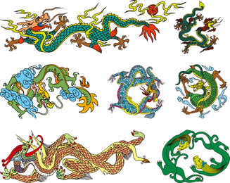 Vector de dragón clásico chino de los diez