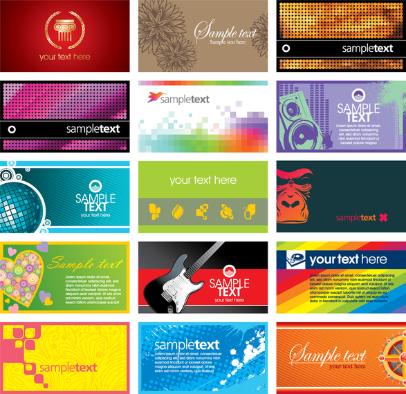 Fifteen abstract business cards template designs - Vector download