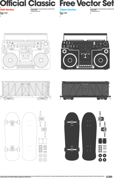 Vector de radio contenedor patineta Vector de radio contenedor patineta