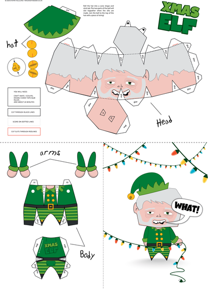 Xmas Elf Paper Craft 2 - Vector download