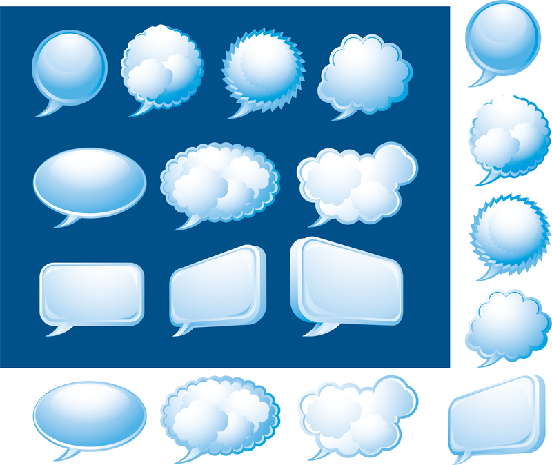 Conjunto de burbujas de discurso azul 3D