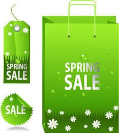 Vector de etiqueta de venta de etiqueta de primavera verde