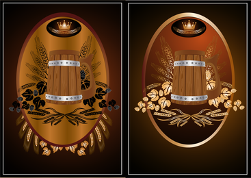 Vector de tema de pegatinas de botella de cerveza