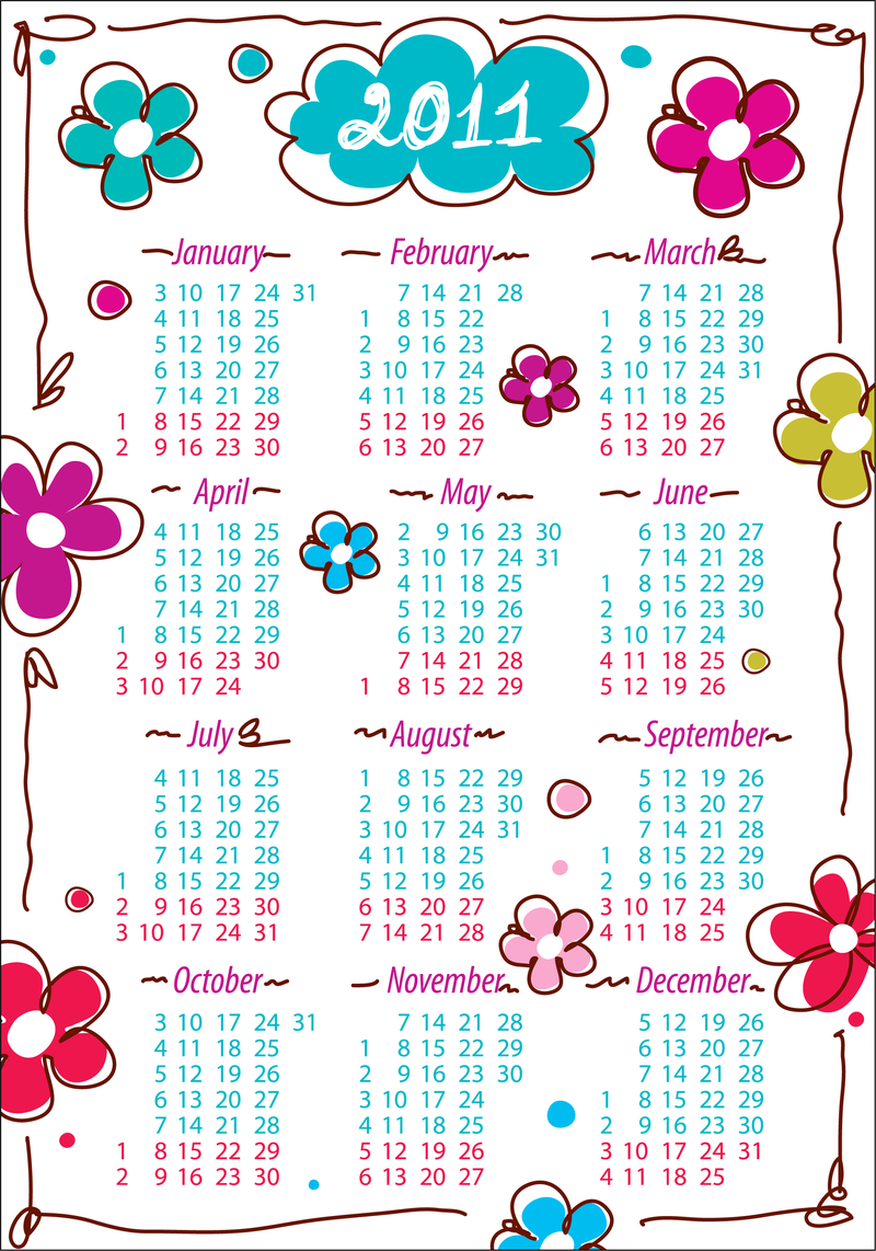 Schöne 2011 Kalender Vektor
