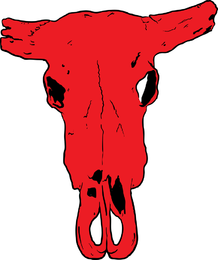 Cráneo de vaca roja