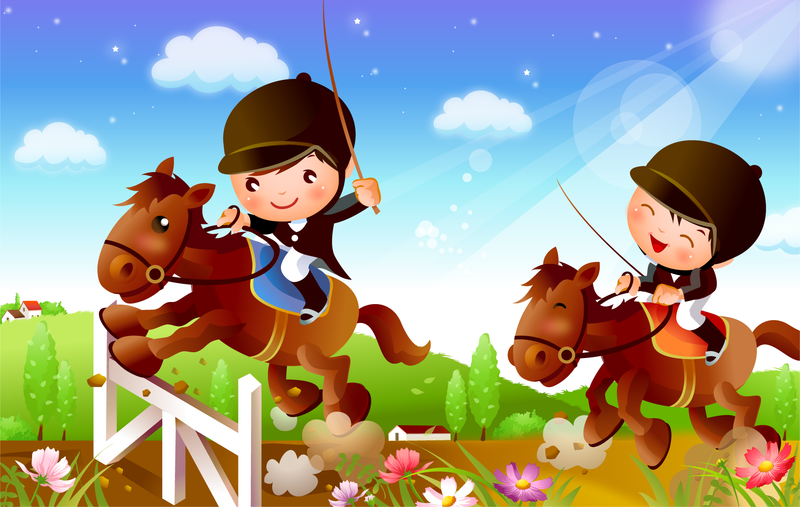 Children Riding Motion Vector Children Riding Motion Vector