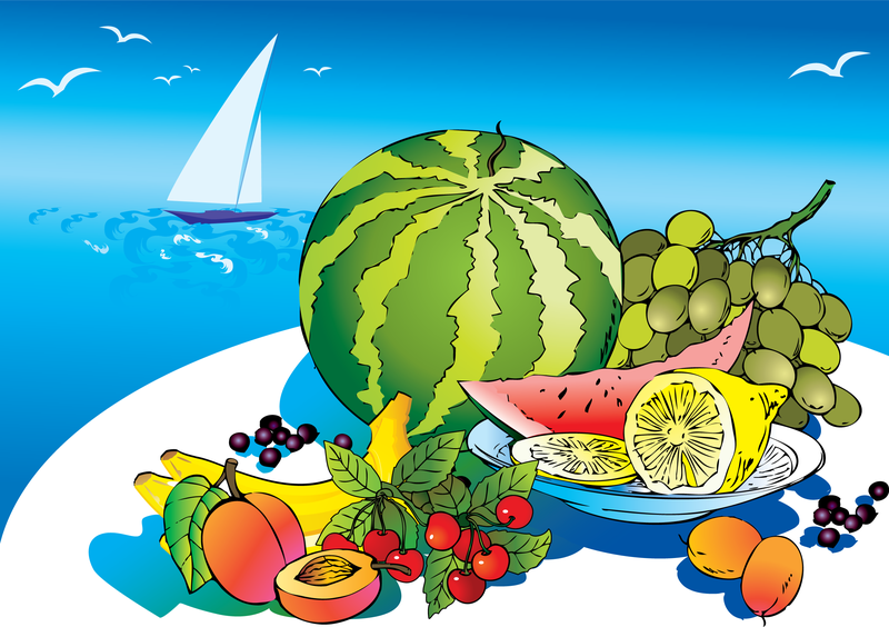 Ilustração dos desenhos animados de frutas tropicais